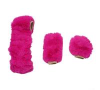 Juego de 3 fundas para volante de automóvil con material de lana sintética de felpa gruesa para una experiencia de conducción cálida y acogedora en invierno (rojo rosa)