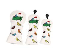 Juego de 3 fundas protectoras impermeables para palos de golf, tela de poliuretano con motivos de matrícula giratorios para madera Fairway y madera mixta
