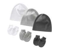 Juego de 3 gorros de bebé para recién nacidos, sombrero fetal de moda, sombrero sin ala, gorro de moda con guantes suaves antiagarre, guantes protectores para bebé con diseño