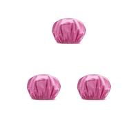 Juego de 3 gorros de dormir para mujer, doble impermeable, elásticos, gorros de ducha gruesos para la cabeza de niña, para salón, color rojo rosa