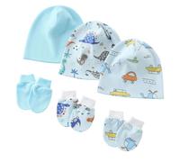 Juego de 3 guantes antiarañazos con gorro para recién nacidos, gorros suaves y transpirables para bebé, gorro fetal sin ala, gorras de hospital, resistentes al viento, transpirables, para recién