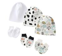 Juego de 3 guantes antiarañazos con gorro para recién nacidos, gorros suaves y transpirables para bebé, gorro fetal sin ala, gorras de hospital, resistentes al viento, transpirables, para recién
