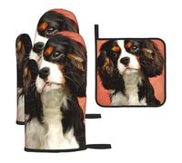 Juego de 3 Guantes de Cocina Resistentes al Calor, agarraderas y Manoplas para Horno, diseño de Cachorro de Orejas largas, Shih Tzu