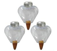 Juego de 3 herramientas automáticas de riego de plantas con forma de corazones, diseñadas para insertar en macetas para ofrecer humedad constante a la maceta. Para plantas