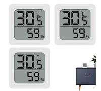 Juego de 3 Higrómetros Digitales LCD con Mini Termómetro Ambiental - Monitor Digital de Temperatura y Humedad para Hogar, Cocina & N-evera, Sensor Climático a Pilas con Soporte de Pared, B-lanco