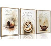 Juego de 3 historias bíblicas cristianas sin marco, arte inspirador para pared, arte de Jesús alimenta la historia de la Biblia 5000, decoración de pared, póster del milagro de los cinco panes para