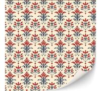 Juego de 3 hojas de papel pintado adhesivo antiguo victoriano para casa de muñecas - Escala 1:12 (Damast rojo azul sepia)