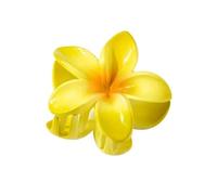 Juego de 3 horquillas cuadradas de plumeria de 13 cm con diseño de flor de plumeria, color amarillo degradado