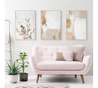 Juego de 3 Impresiones de Carteles Arte de Pared Abstracto en Oro Beige Arte Neutro Simple Imagen de Acuarela Botánica Moderna Cocina Oficina Decoración Hogar-50*70 Cm (20*27 Pulgadas) Sin Marco