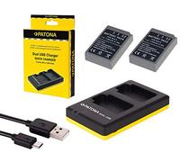 Juego de 3 in1 para la Olympus OM-D E-M10 Mark II - -- 2 Premium Baterías para Olympus BLS-5/BLS de 50 (1100 mAh) + Dual Cargador (Cargue 2 baterías Via USB de conector A La Vez)