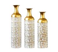 Juego de 3 jarrones de suelo de metal decorativos altos de 83/65/50 cm para hierba de Pampas, flores secas y decoración moderna de salón, pasillo y dormitorio, jarrones grandes con diseño atemporal