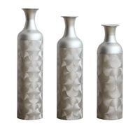 Juego de 3 jarrones de suelo de metal decorativos altos de 83/65/50 cm para hierba de Pampas, flores secas y decoración moderna de salón, pasillo y dormitorio, jarrones grandes con diseño atemporal