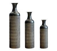 Juego de 3 jarrones de suelo de metal decorativos altos de 83/65/50 cm para hierba de Pampas, flores secas y decoración moderna de salón, pasillo y dormitorio, jarrones grandes con diseño atemporal