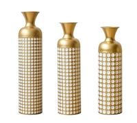 Juego de 3 jarrones de suelo de metal decorativos altos de 83/65/50 cm para hierba de Pampas, flores secas y decoración moderna de salón, pasillo y dormitorio, jarrones grandes con diseño atemporal