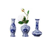 Juego de 3 jarrones pequeños de Porcelana Azul y Blanco, Juego de 3 jarrones de Porcelana Fambe Glaze, jarrones clásicos de cerámica para decoración del hogar