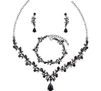 Juego de 3 joyas de cristal austriaco para mujer, collar y pendientes colgantes de eslabones con chapado en oro/platino/pistola, joyería de fiesta de boda para dama de honor, aleación, cristal