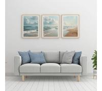 Juego de 3 láminas con motivos de playas y océanos, cuadros con paisajes marinos costeros, pósteres en lienzo para decoración del hogar, dormitorio y sala de estar (60x80cm - 3 piezas)