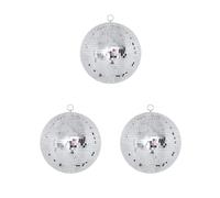 Juego de 3 lámparas redondas giratorias reflectantes de bola de discoteca para decoración de bodas, cumpleaños, bailes, festivales, fiestas, bodas, cumpleaños, 25 cm, color plateado