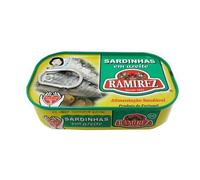 Juego de 3 latas de sardinas portuguesas RAMIREZ en aceite de oliva + en salsa de tomate + en salsa de tomate picante