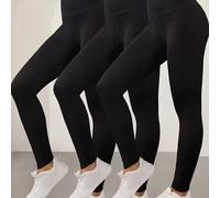 Juego de 3 leggings de cintura con control de abdomen para moldeador, de tela elástica y transpirable, no transparentes, pantalones perfectos para uso casual, leggings para toda temporada