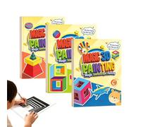 Juego de 3 libros de dibujo para dibujar ilusiones ópticas divertidas | Libros para colorear para trazar estudiantes, vacaciones, hogar, apartamento, escuela, aula, sala de manualidades
