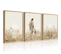 Juego de 3 lienzos cristianos de Jesús y cordero, sin marco, para decoración de pared, imágenes religiosas de oveja perdida, pintura de Dios Cristo, obra de arte para dormitorio, sala de estar, 30,5 x