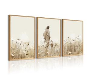 Juego de 3 lienzos cristianos de Jesús y cordero, sin marco, para decoración de pared, imágenes religiosas de oveja perdida, pintura de Dios Cristo, obra de arte para dormitorio, sala de estar, 30,5 x