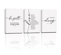Juego de 3 lienzos impresos con versículos bíblicos sin marco, impresiones de galería de arte para pared, Be Still Love is Patient I am with you Always, arte de las Escrituras para decoración