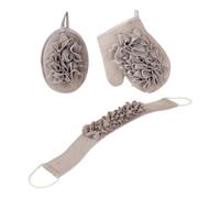 Juego de 3 limpiadores de ducha ergonómicos para la espalda, guantes de exfoliación con lufa para pieles sensibles, exfoliante de ducha con lazo para colgar