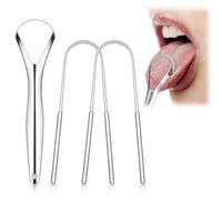 Juego de 3 limpiadores linguales de acero inoxidable - raspador de lengua de metal contra el mal aliento, rascador de tongua/toungescraper para una higiene bucal profunda, raspador de lengua de alta