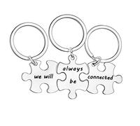 Juego de 3 llaveros a Juego con Texto en inglés Best Friends Gifts We Will Always Be Connect para Amigos de Larga Distancia