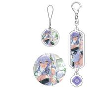 Juego de 3 llaveros - Insignia - Colgante de cuerda para teléfono móvil Game Genshin Yae Miko Raiden Shogun Keqing Ganyu - Llaves encantadoras Kawaii, regalo para fanáticos del anime (multicolor), 2
