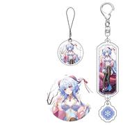 Juego de 3 llaveros - Insignia - Colgante de cuerda para teléfono móvil Game Genshin Yae Miko Raiden Shogun Keqing Ganyu - Llaves encantadoras Kawaii, regalo para fanáticos del anime (multicolor), 5