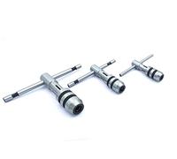 Juego de 3 llaves de grifo con mango en T para roscado y escariado.