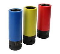 Juego de 3 llaves de impacto de rueda de 1/2 pulgadas, 17 mm, 19 mm, 21 mm, tuercas de rueda que no dejan marcas, accesorios de enchufe de impacto