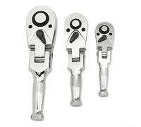 Juego de 3 llaves de trinquete para aplicaciones FlexHead de 72 dientes de liberación rápida para uso de accionamiento de 1/4, 3/8, 1/2