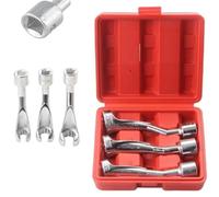 Juego de 3 llaves de tubo de inyector de 14 mm, 17 mm, 19 mm, llave de extremo abierto con accionamiento de 1/2 pulgada, acero CR-MO para extracción de tuercas de tubería diésel