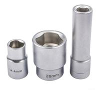 Juego de 3 llaves de vaso de bomba de inyección, triangulares, multidientes para extracción de bomba de combustible, herramienta resistente de 1/2 accionamiento