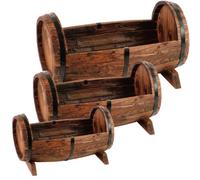 Juego De 3 Macetas De Madera Maceta Jardín Contenedor Decorativo