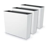 Juego de 3 macetas rectangulares para flores, plantas, de plástico, 58 x 18 x 49,8 cm, para interior y exterior, color blanco, volumen 44 litros, diseño moderno