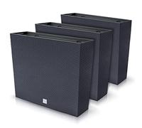 Juego de 3 macetas rectangulares para flores y plantas en T, de plástico, 58 x 18 x 49,8 cm, para interior y exterior, color negro, volumen 44 litros, diseño moderno