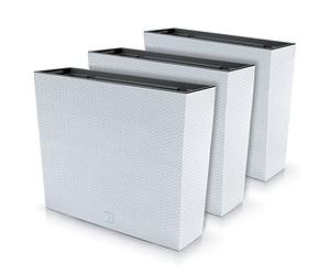 Juego de 3 macetas rectangulares Rato, casas decorativas de plástico, 18 x 58 x 49,8 cm, para uso en interiores, color blanco, 44 litros, diseño moderno