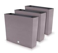 Juego de 3 macetas rectangulares Rato Case T para flores y plantas de plástico, 58 x 18 x 49,8 cm, para interior y exterior, moca, volumen 44 litros, diseños modernos