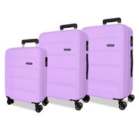 Juego de 3 maletas de viaje ROLL ROAD Flex Lavanda (55/65/75cm - 35/56/91L)