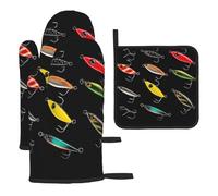Juego de 3 Manoplas y agarraderas para Horno, Resistentes al Calor y Antideslizantes. Guantes de Cocina, agarraderas, Guantes para señuelos de Pesca y agarraderas Antideslizantes para cocinar, hornea