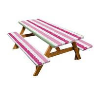 Juego de 3 manteles de camping para picnic al aire libre, diseño resistente al viento y material a prueba de arrugas con elástico alrededor (color 03)