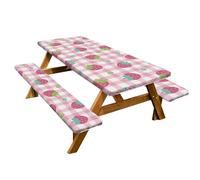 Juego de 3 manteles de camping para picnic al aire libre, diseño resistente al viento y material a prueba de arrugas con elástico alrededor (color 04)