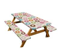 Juego de 3 manteles de camping para picnic al aire libre, diseño resistente al viento y material a prueba de arrugas con elástico alrededor (color 02)