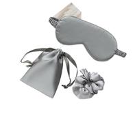 Juego de 3 máscaras de seda para mujer, máscara de seda sintética para dormir, parches para la cara, sombra de ojos, venda para viajes, para dormir toda la noche (gris)