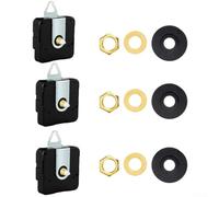 Juego de 3 mecanismos de reloj de cuarzo con 3 pares de manecillas, eje largo para proyectos de reloj personalizados, movimiento silencioso para entornos silenciosos (E)